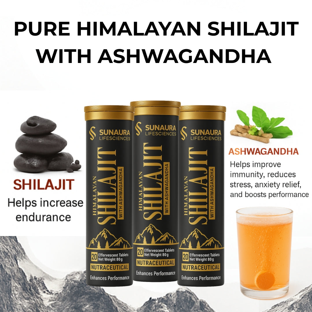 Unlock Peak Performance | Pure Himalayan Shilajit with Ashwagandha | Effervescent Tablets